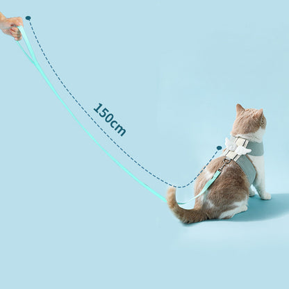 Adjustable Cat Harness and Leash Set, Angel Wings Design, Breathable, and Soft For Comfort