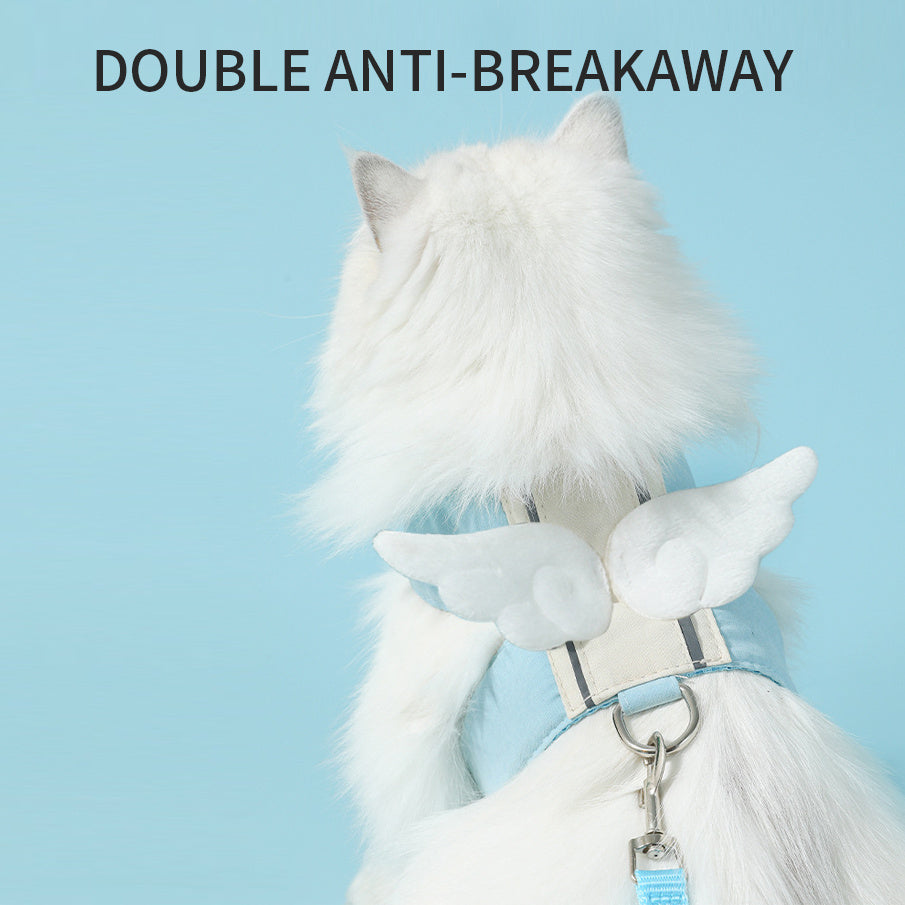 Adjustable Cat Harness and Leash Set, Angel Wings Design, Breathable, and Soft For Comfort