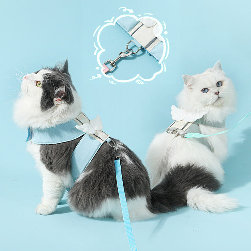 Adjustable Cat Harness and Leash Set, Angel Wings Design, Breathable, and Soft For Comfort