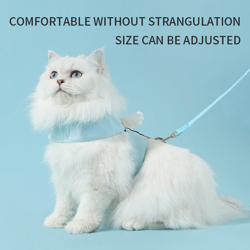 Adjustable Cat Harness and Leash Set, Angel Wings Design, Breathable, and Soft For Comfort